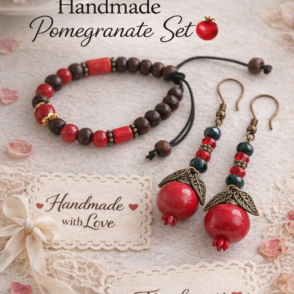 Handmade Pomegranate Jewelry Set